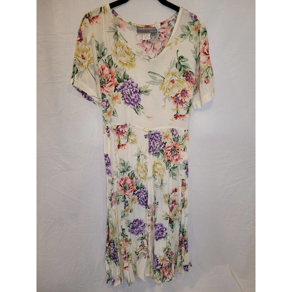 Vintage Carol Anderson Ivroy Floral Pleated Skirt Dress Size 6 Cottagecore